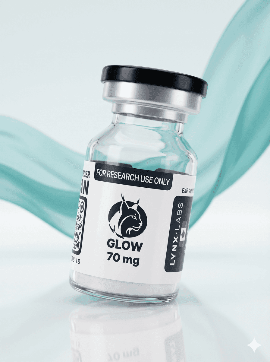 GLOW research peptide vial